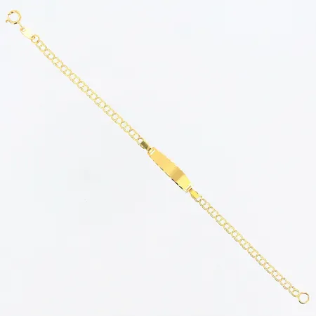 Barnarmband Bismarck bricka, 13,5cm, bredd2,5-5mm, GHA, 18K Vikt: 1,4 g
