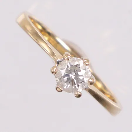 Ring med diamant ca. 1x0,25ct W/SI stl: 15,5mm, 18K Vikt: 1,8 g