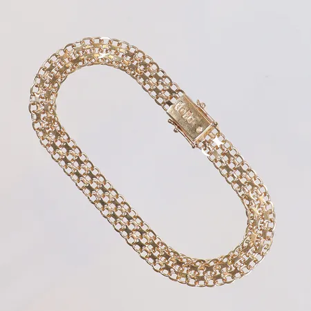 Armband X-länk 19,5cm bredd 7mm MKS (M.K:S Guldsmedsatelier) Stockholm 1962, 18K Vikt: 11,3 g