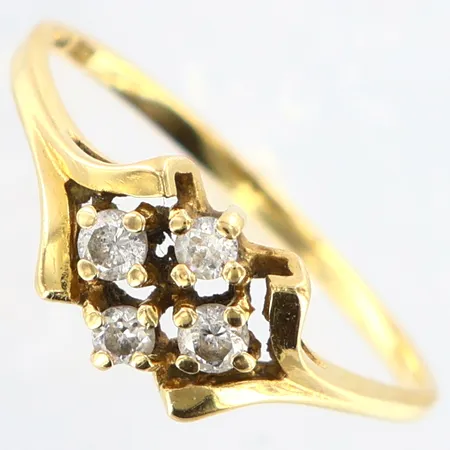 Ring med stenar stl:16½, bredd: 1-6mm, 18K Vikt: 1,4 g