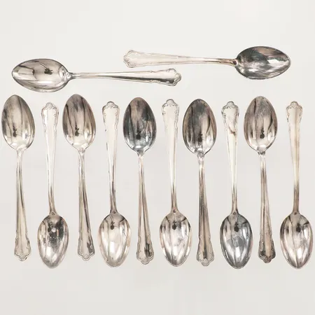 Tolv kaffeskedar modell Ingrid, längd 11cm GAB silver 830/1000 Vikt: 120,1 g