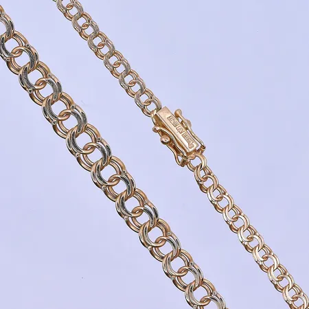 Collier doserad Bismarck längd 46,5 cm, bredd 4-7 mm 18K. Vikt: 17,1 g
