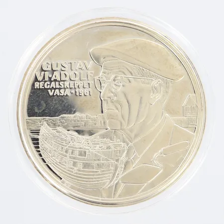 Jubileumsmynt, ur serien Kungariket Sverige, Regalskeppet Vasa 1961, Ø36mm, i plastetui, silver 925/100 Vikt: 27 g