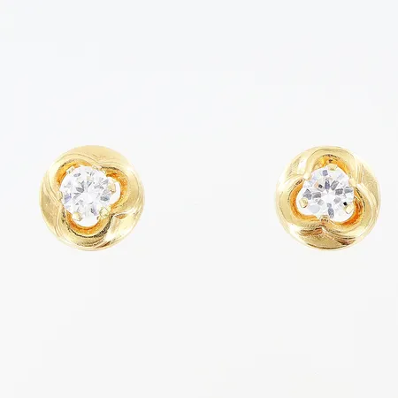 Örhängen Ø6mm, sten, 18K. Vikt: 0,8 g