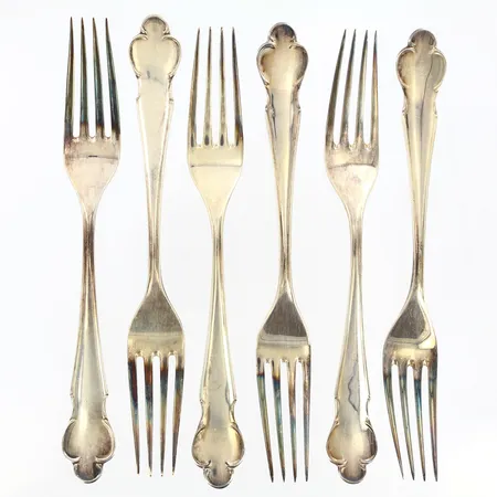 6 Gafflar längd: 17,8cm, 830/1000 silver Vikt: 228,8 g