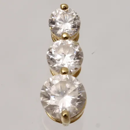 Hänge mått 5x13,8mm, 3st vita stenar, Ø3,5-5mm, Guldfynd, 18K, 0,73g.