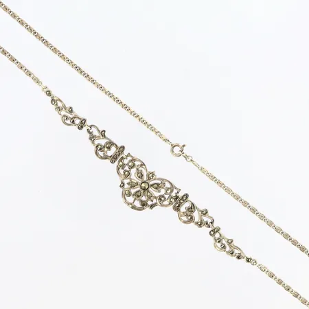 Collier Irrgång med intrigerat hänge markasiter, 43cm, bredd: 2,2-6,6mm, silver 830/1000 Vikt: 11,1 g