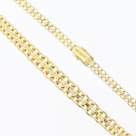 Collier doserad X-länk längd 40cm, bredd 5-10mm, 18K. Vikt: 28,2 g