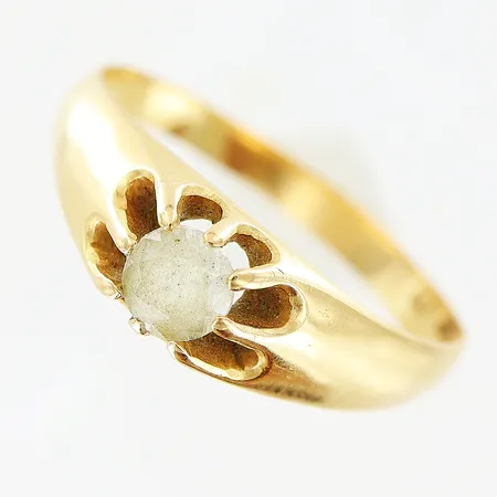 Ring stl:19¾ sten, 18K. Vikt: 3,5 g