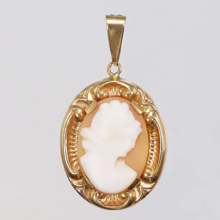 Hänge med Kamé, 37x20mm, liten buckla baksida, 18K Vikt: 3,5 g