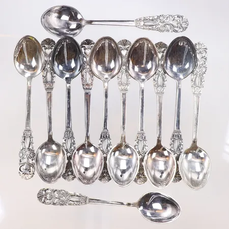 12 Kaffeskedar, längd 11,5cm, bredd 4-25mm, Ceson, 830/1000 silver Vikt: 167,8 g