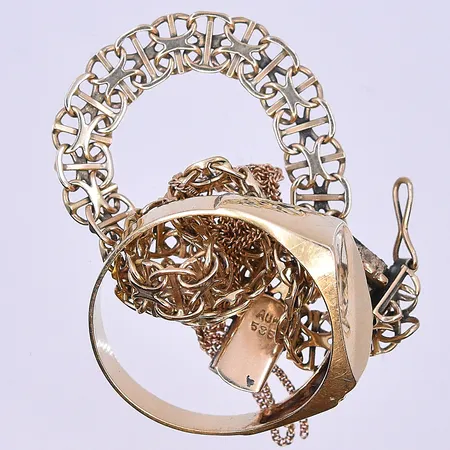 Diverse guld, 14K. Vikt: 9,7 g