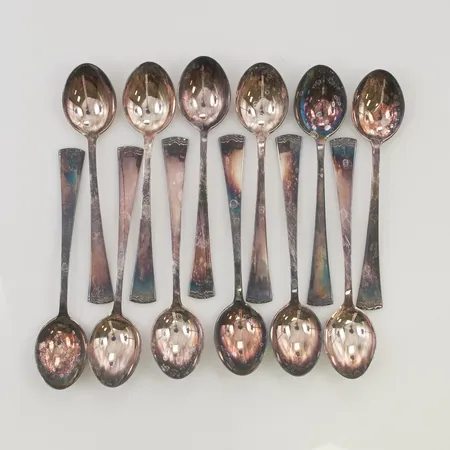 12 Kaffeskedar 11cm 830/1000 Silver 144,4g.