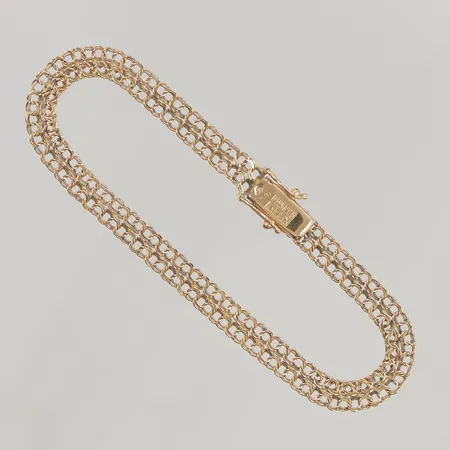 Armband dubbel Bismarck, 18cm, bredd:5mm, skeva länkar, 18K 5,2g.