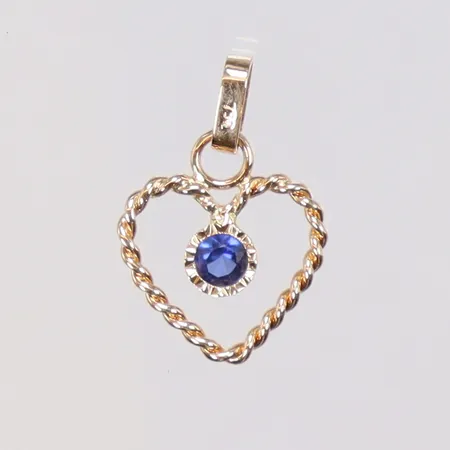 Hänge hjärta med blå sten 10x14mm inklusive hängöglan 18K Vikt: 0,4 g