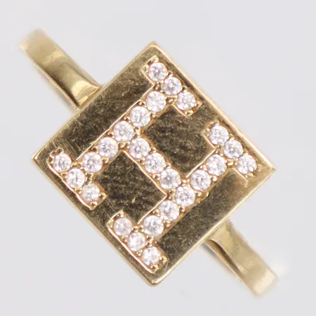 Ring med vita stenar Bokstaven "H" stl:17¼ 18K Vikt: 2,6 g