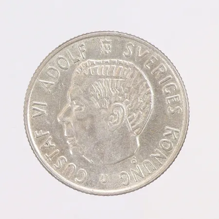 Silvermynt, Gustaf VI Adolf Sveriges Konung "2kr", Sverige, år 1963, 400/1000 silver Vikt: 0 g