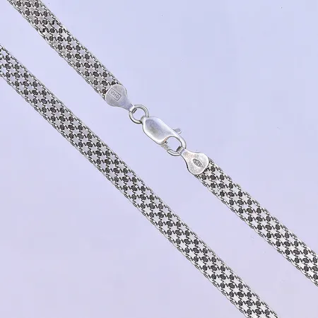 Collier X-länk Guldfynd längd 50,5 cm, bredd 6 mm silver 925/1000. Vikt: 16,3 g