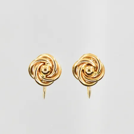 Örhängen knutar Ø9mm, skruvlås, 18K. Vikt: 2,8 g