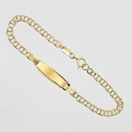 Armband Bismarck med matterad platta, längd 14½cm, länkens bredd 3mm, 18K. Vikt: 2 g