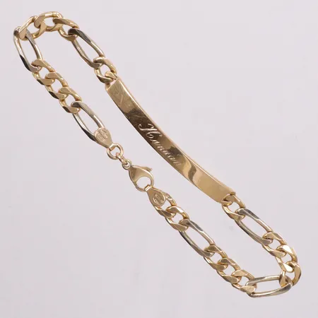 Armband längd 20cm bredd 5,3mm, namnbricka med gravyr, 18K Vikt: 14,7 g