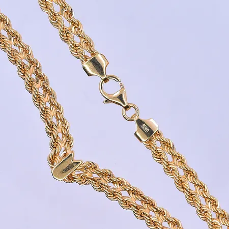 Collier dubbel Cordell Guldfynd längd 45 cm, bredd 6 mm 18K. Vikt: 12,2 g
