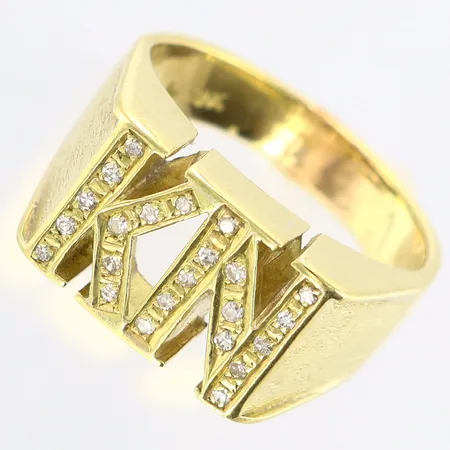 Klackring med stenar stl:17, monogram, bredd: 4-10mm, storleksändrad, 18K Vikt: 10,6 g
