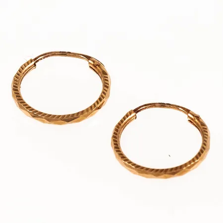 Creoler Ø10mm med fasetterat mönster bredd 1mm, 18K 0,3g. 