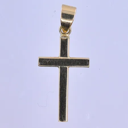 Hänge kors Guldfynd längd 25 mm, bredd 10 mm 18K. Vikt: 0,9 g
