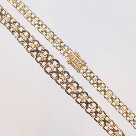 Collier doserad X-länk 45,5cm bredd 6-10mm DE (Ekström Aktiebolag) Falköping 1966, 18K Vikt: 30,1 g