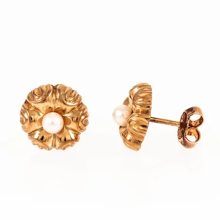 Örhängen Ø10,5mm med odlade pärlor Ø3mm, 18K 1,3g.