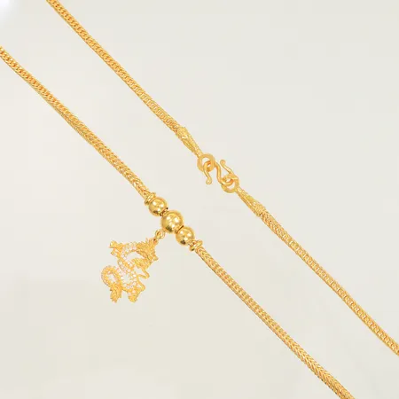 Halsband med hänge med vita stenar längd 44cm, bredd 3-34mm, 23K, 15,2g