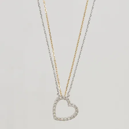 Collier med integrerat hänge med diamanter 22x ca 0,01ct, 41cm 14K 5,6g.
