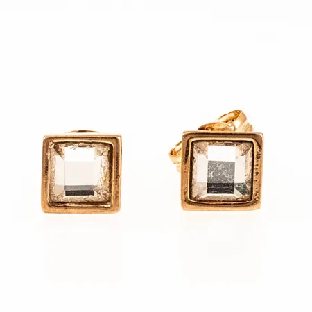 Örhängen med vita glasstenar 5,5x5,5mm, 18K 1,1g. 
