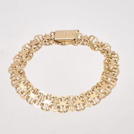 Armband 18cm Xlänk med stav, bredd 9,8mm, Brofod Aktiebolaget, 1971, 18K, 23,38g.