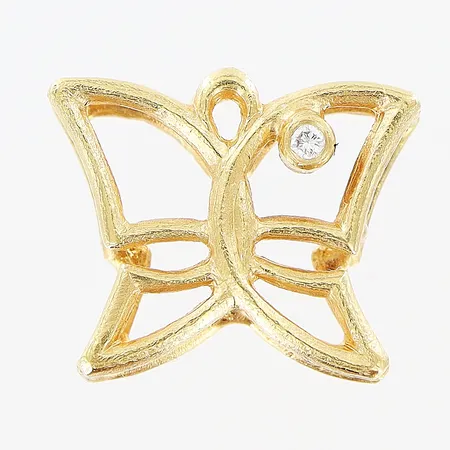 Hänge fjäril briljantslipad diamant ca 0,01ct, 13x15mm, 18K. Vikt: 2,1 g