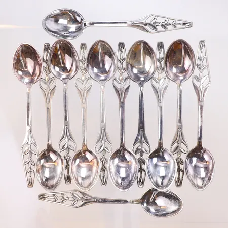 12 Kaffeskedar, längd 12cm, bredd 4-25mm, Ceson, 830/1000 silver Vikt: 167,3 g