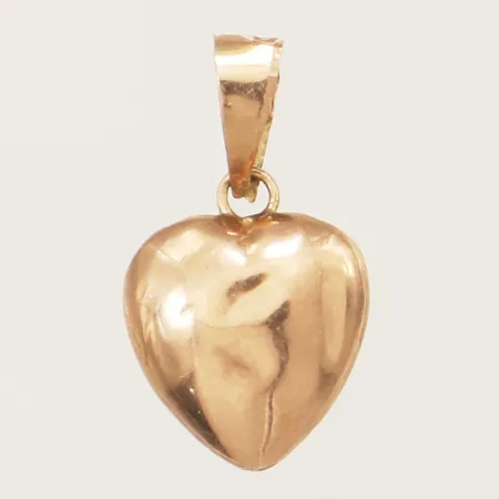Hänge hjärta längd 15mm inkl ögla, bredd 9,4mm bucklig 14K  Vikt: 0,3 g