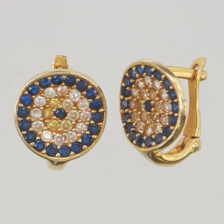 Örhängen 14mm färgade stenar, 21K 4,0g.