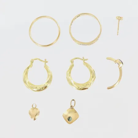 Diverse guld med stenar defekt 18K Vikt: 13,3 g