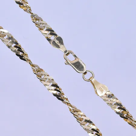 Kedja Singapore längd 56,5 cm, bredd 5 mm 14K. Vikt: 18,3 g