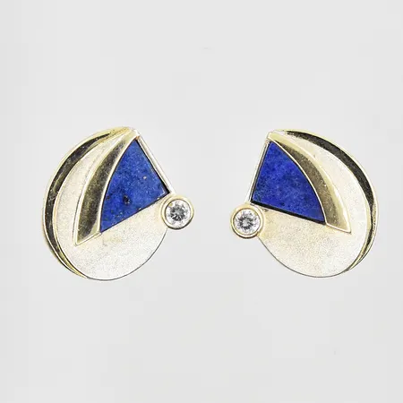 Örhängen med Lapiz Lazuli samt vita stenar, 12x12mm, silver 925/1000. Vikt: 3,3 g