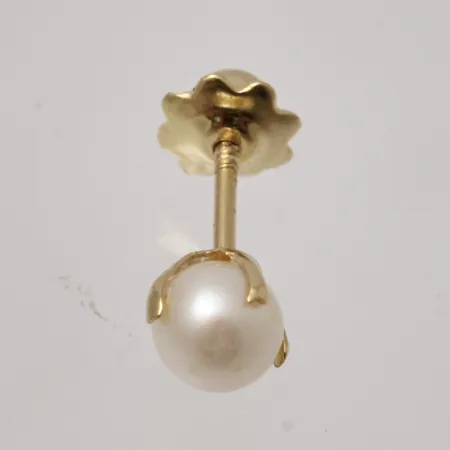 1st örhänge, mått Ø5mm, odlad pärla, snurrebuss med gäng, 18K, 0,30g.