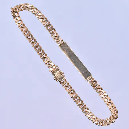 Armband Pansar med bricka längd 22 cm, bredd 6 mm 18K. Vikt: 18,8 g