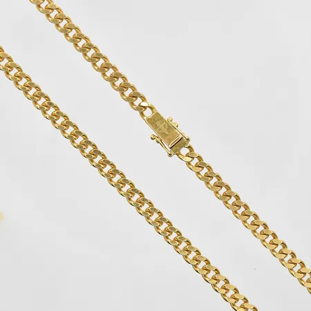 Kedja Pansar längd 46cm, bredd 5mm, slappa låsåttor, 18K. Vikt: 39,4 g