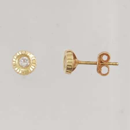 Örhängen 5mm vita stenar, 18K 0,7g.