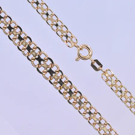 Collier doserad X-länk längd 46 cm, bredd 5-7 mm 18K. Vikt: 13,4 g