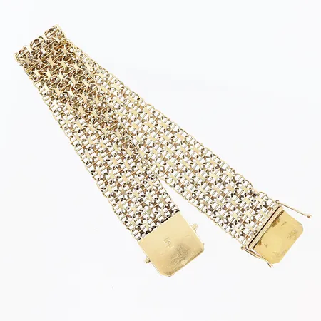 Armband X-länk med stav längd: 18,7cm, bredd: 17mm, skevheter, 18K. Vikt: 21 g
