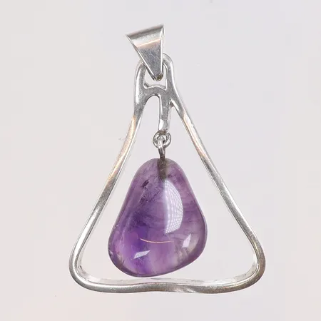 Hänge med lila sten, 52x38mm, sterling, 925/1000 silver, bruttovikt 14,3g Vikt: 14,3 g