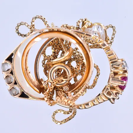 Diverse guld, 18K. Vikt: 9,7 g